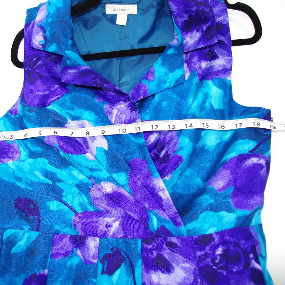 Dressbarn Women’s Sleeveless Fit & Flare Dress Blue Purple Floral Print Size 14 - Picture 6 of 6